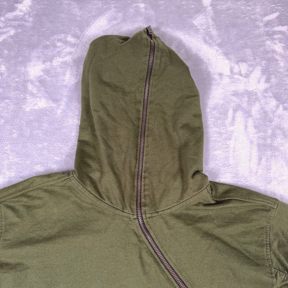 Techwear Hoodie Mens M Olive Asymmetrical Full Face Zip Military Bleecker Mercer